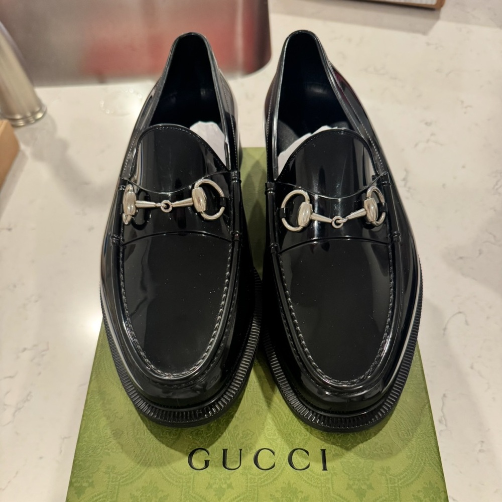Gucci Glossy Black Men's Slip-On Loafers